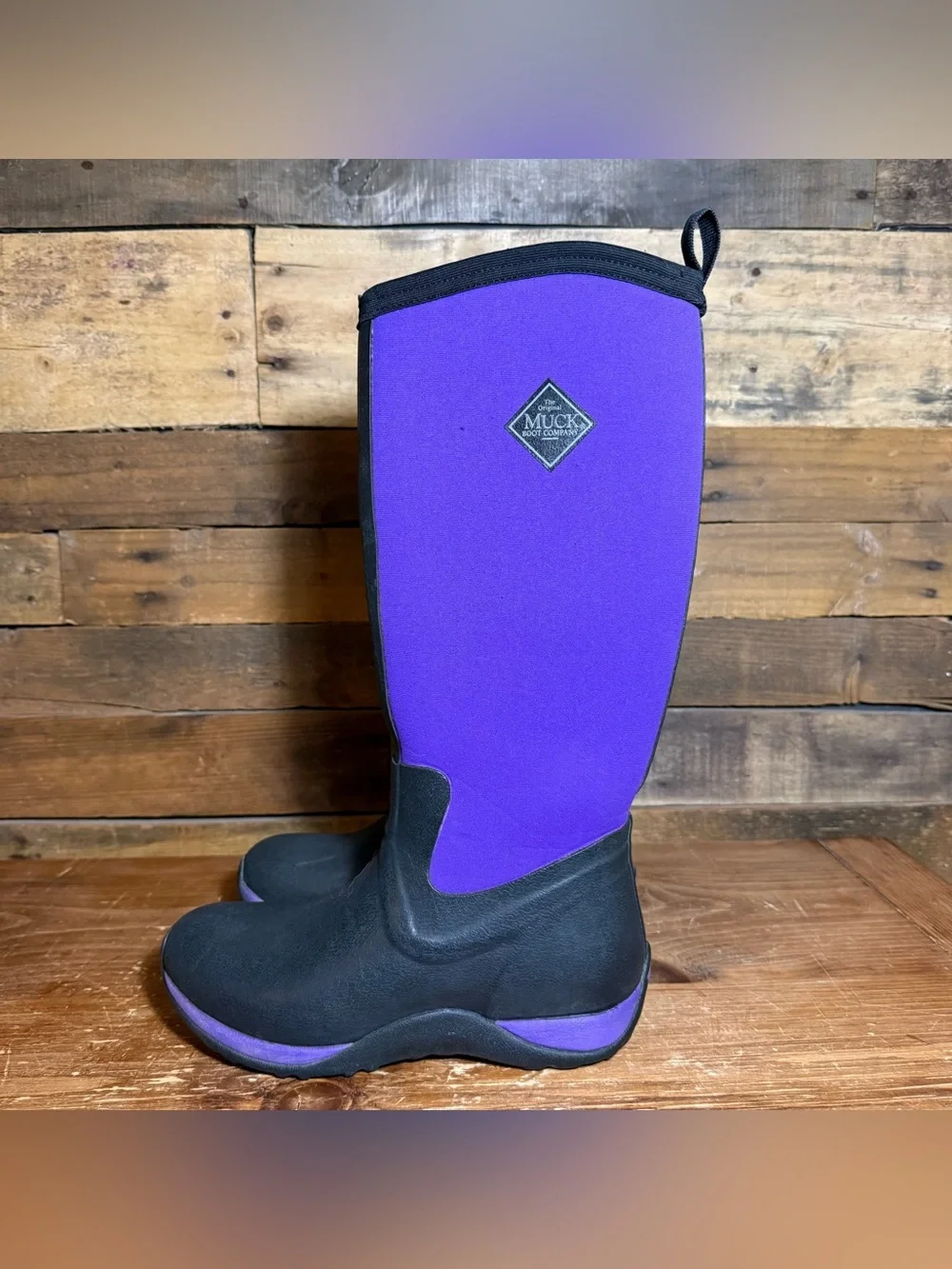The Original MUCK BOOTS Wellington Boots Arctic EVA Black/Purple Women’s size 6